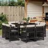 VidaXL 9-Piece Garden Dining Set with Cushions, Table and Folding Back Chairs, Outdoor Patio Furniture 3211014