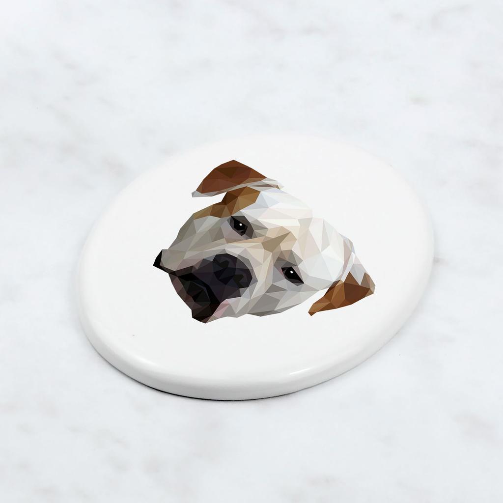 Buldog Amerykański -Płytka Ze Zdjęciem I Napisem Geometryczna Marki Art-Dog