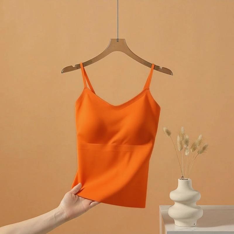Canottiera da Donna con Spalline Sottili e Reggiseno Imbottito Integrato Top Interno Pezzo Unico