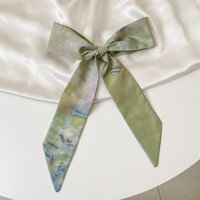 Silk Scarf Artistic Sense Arm Bag Hair Band Belt All-Match Decorative Scarf Thin Narrow Long Ribbon