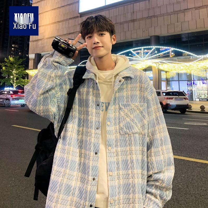 

Men s Plaid Loose Fit Shirt Jacket 2XL