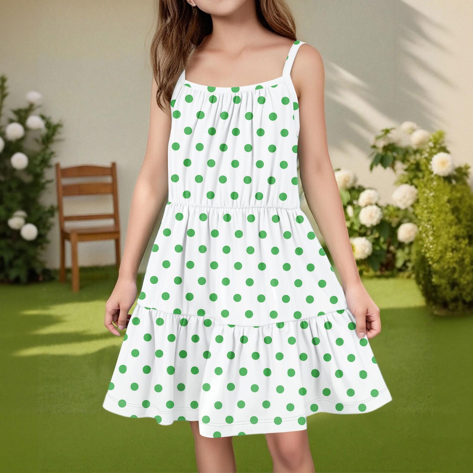 

Children s Summer Casual Fashion Round Neck Sleeveless Dress 110 зелений