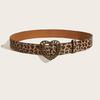 Retro Leopard Print Waist Belt for Lady Girls Fashion PU Leather Waist Band Vintage Waist Ornament Decorative Girdle