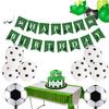 Football Birthday Balloon Theme Decoration Set, Football Flag Birthday Banner Party Background Green Balloon Chain