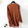 Cardigan Maglione a Maniche Lunghe Vintage Monocolore a Maglia Scollo a V Autunno Inverno Largo