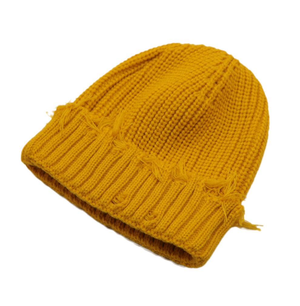 Hot Sale Distressed Customized Winter Beanies Hats Embroidered Logo Label Attach