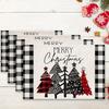 4/6 Pcs Merry Christmas Placemats 18 X 12 In Indoor Kitchen Dining Table Decorations Xmas Tree Placemats Dining Table Mats