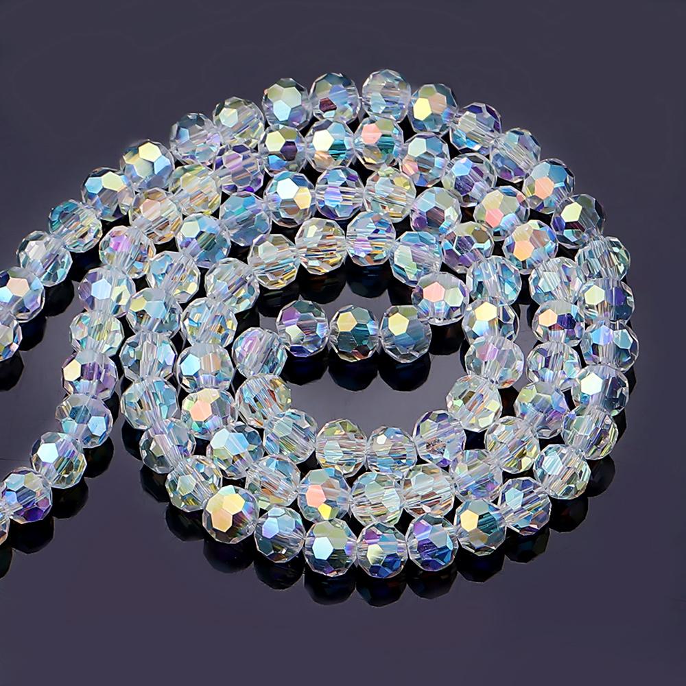 1 Strand/Lot Faceted Crystal Round Beads AB Color Rhinestone Ball Shape Bead for Jewelry Making DIY Bracelet Beading Accessories