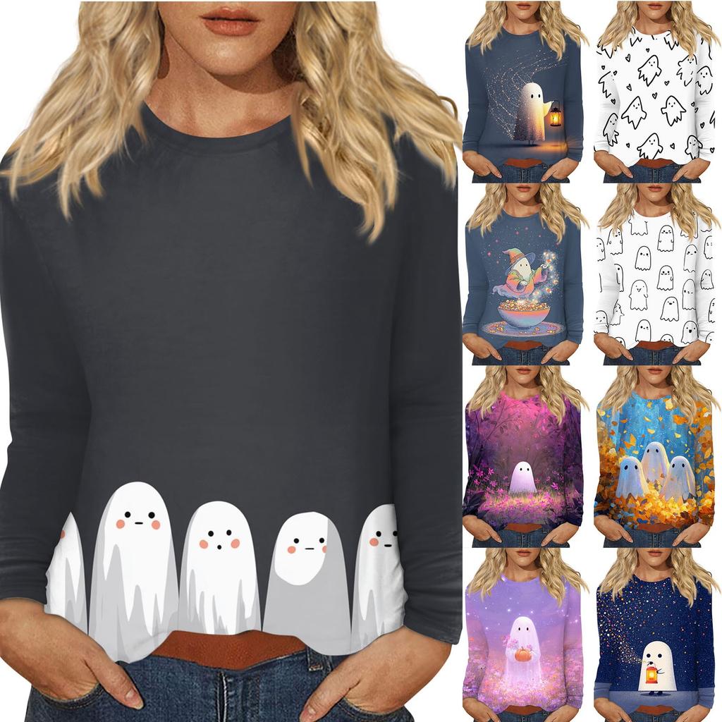 Women's Daily Casual Long-sleeved Printed O-neck Top