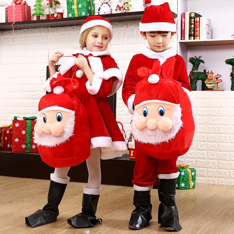 Boy Claus Santa Cosplay Costume Christmas Party Outfit Role Playing Dress Girl