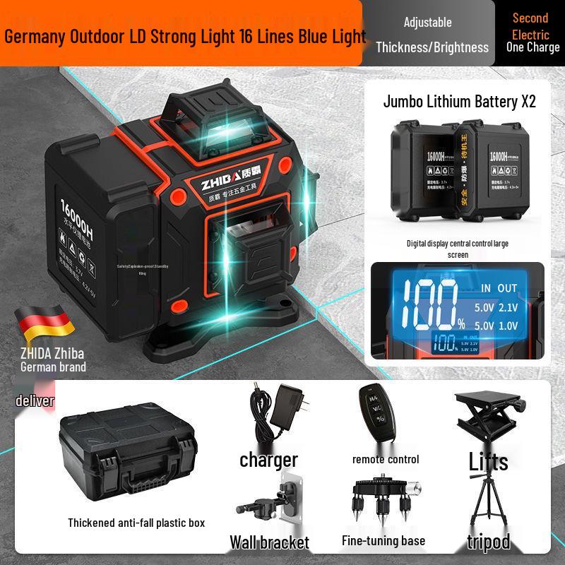 12-Line High Precision Green Infrared Level with Automatic Outdoor Wall Sticking and Self-Leveling