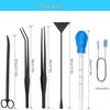 Aquatic Plant Tool Set: Stainless Steel Scissors, Carbon Black Tweezers, Poop Sucker, Fish Tank Cleaning Supplies