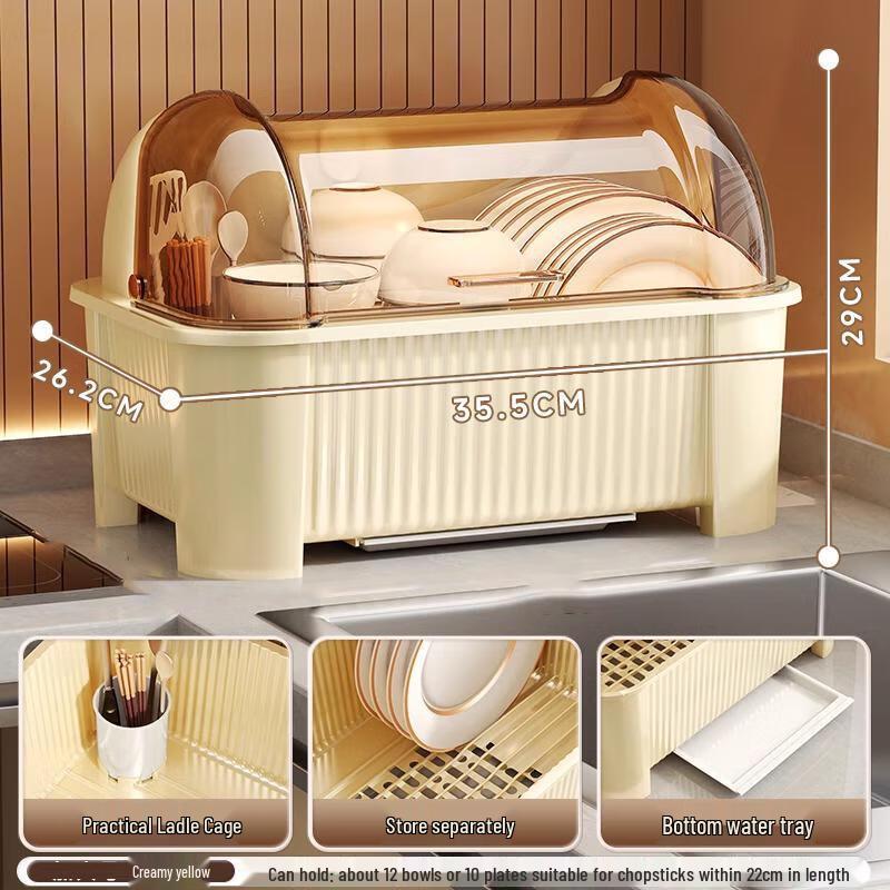 Kitchen Dish Drying Storage Box with Flip Lid