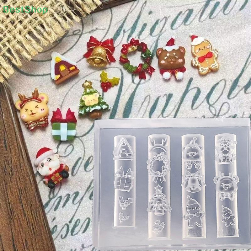 3D Relief Silicone Nail Mold Christmas Series DIY Nail Art Decor Transparent Manicure Template