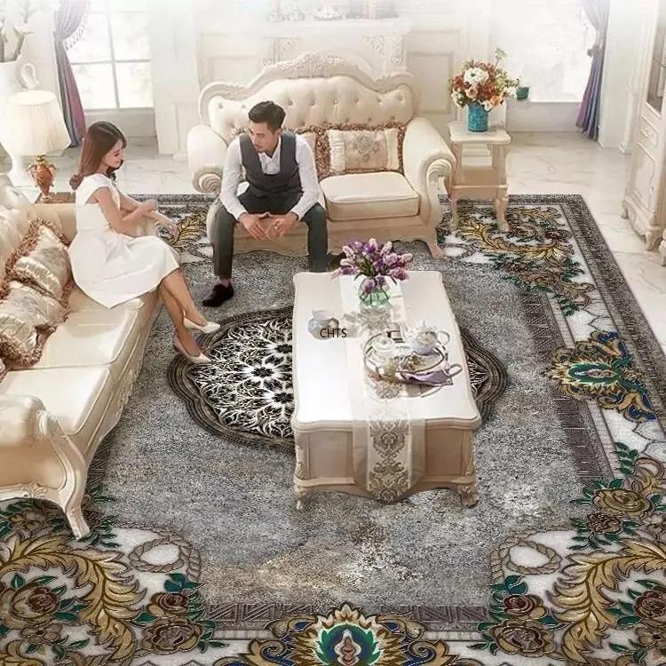 European Retro Large Rugs for Living Room Home Decoration Luxury Bedroom Carpet Washable Sofa Table Mat High-end Cloakroom Rug