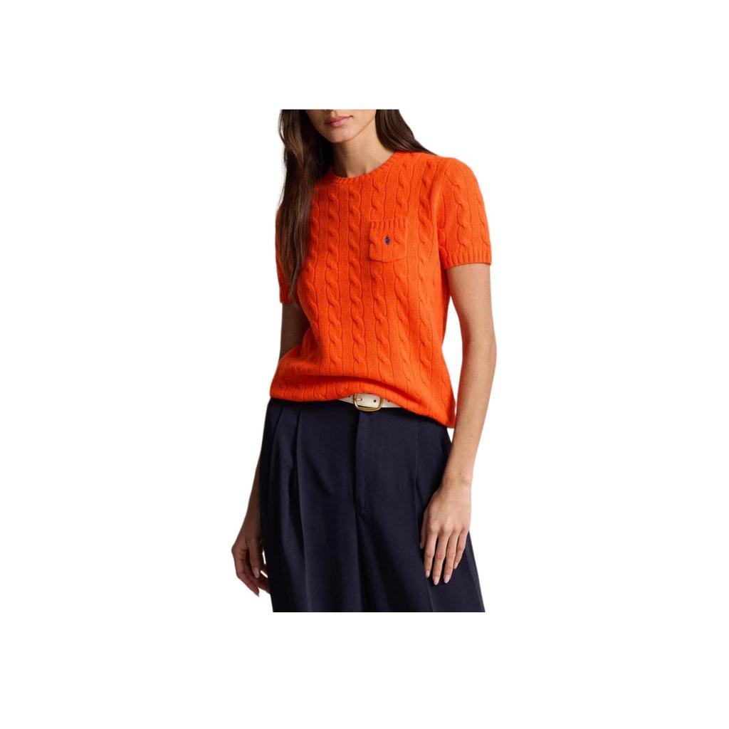 Polo Ralph Lauren FW24 Maglione a trecce Slim Fit da donna Dusk-Orange WMPOSWENC021008-800
