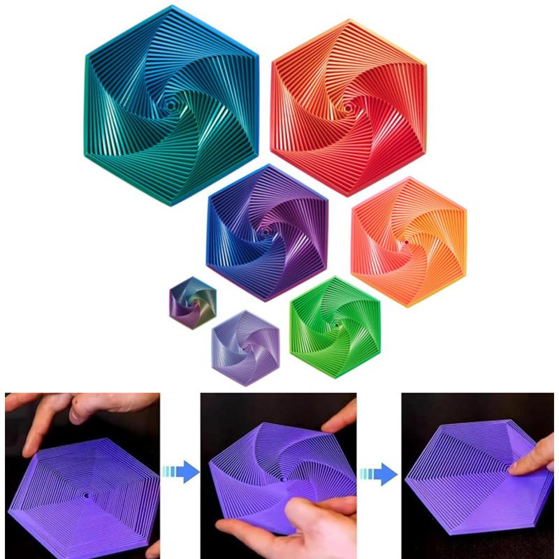 Fractal Fidget Šestiúhelník Dekompresní Hračky 3D Tisk Stolní Hračka pro Uvolnění Stresu Dětský Narozeninový Dárek Geometrická Fidget Hračka