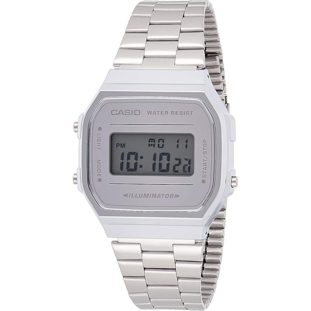 

Casio A168WEM-7D Digital Watch Stainless Steel Band Water Resistant Retro Style