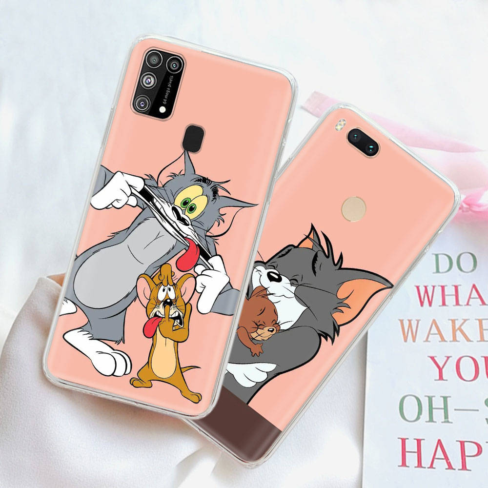 Transparent Case for Samsung A04 A14 A23 A34 A54 M23 M33 M52 M53 Realme Narzo 50 50I 50a Prime C35 C55 C30S 10 9 Pro T-92 Tom Jerry Cat