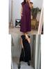 2026 Women's Autumn European & American Fashion: Elegant Sleeveless Round Neck Pleated Long Dress