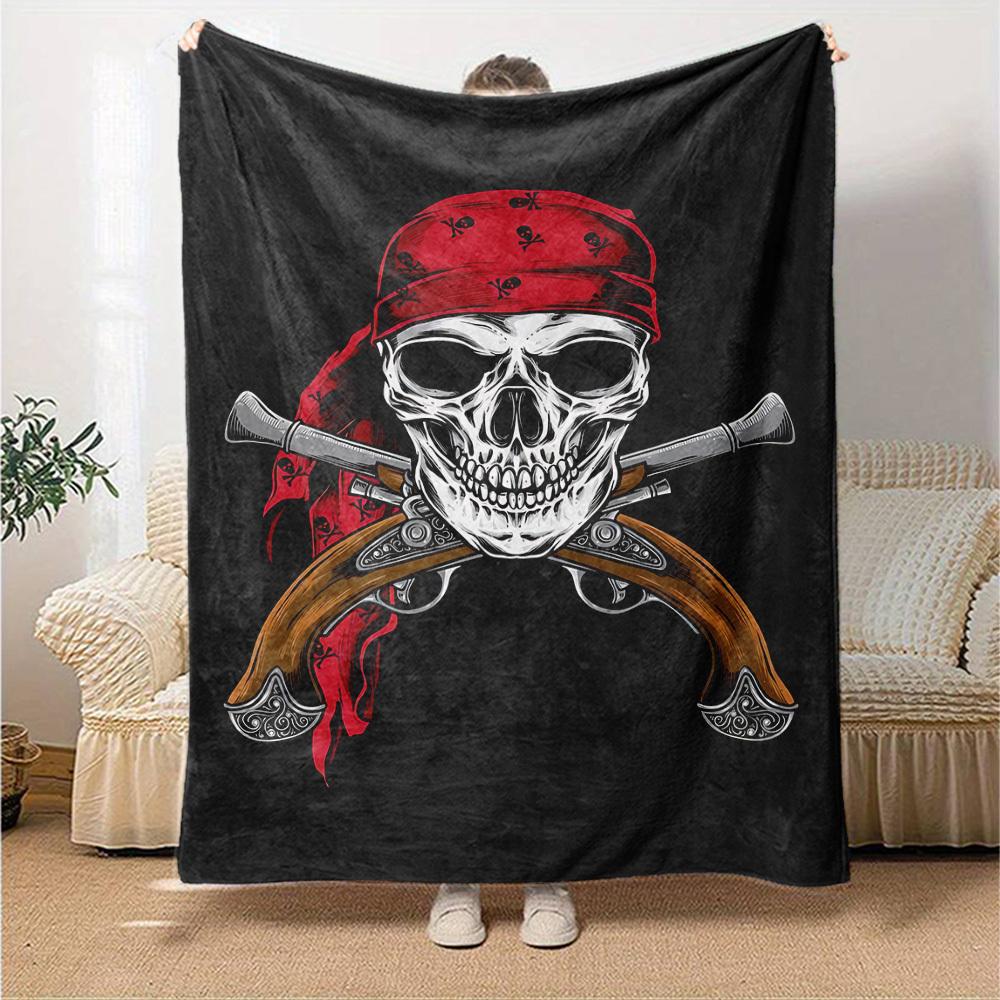 1pc pirate skull Throw Blanket Soft Flannel, Cozy All Season Polyester Perfect for Home, Office