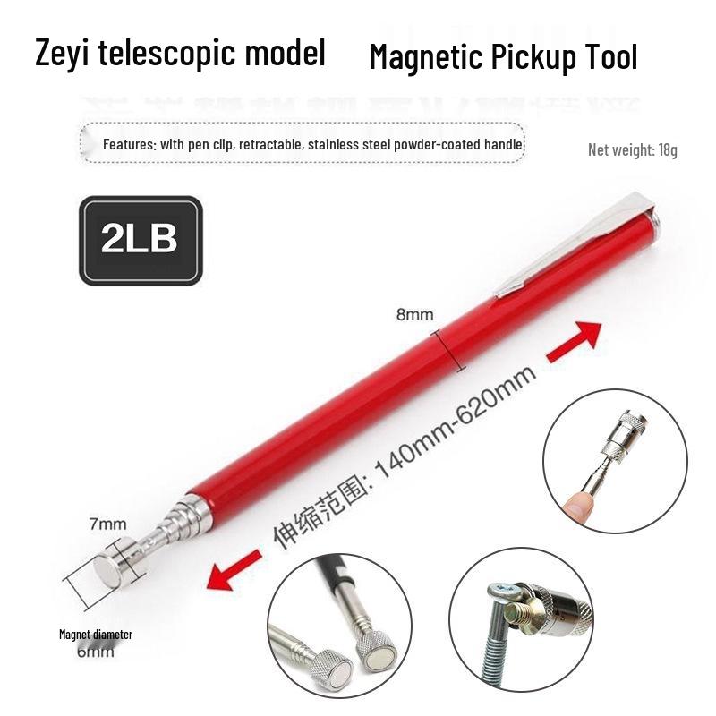 

Magnetic Pick-Up Tool with Light - Retractable Screw Retrieval for Auto Repair