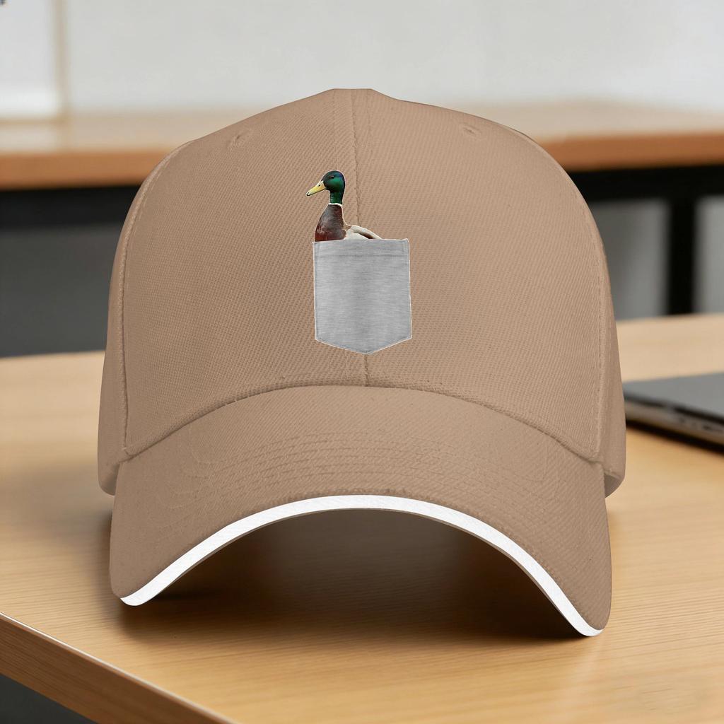 Your Pocket Funny Mallard Duck Peeking Ou Baseball Cap Vintage Female Male Design Hiking Fishing Baseball Caps Gift Idea