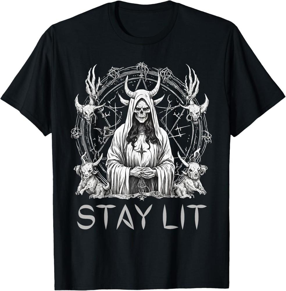 NOVÉ OMEZENÉ Okultní Zůstaň v plamenech Satanův Ďábel Peklo Antikrist Čarodějnice Tričko S-5XL Unisex Tričko