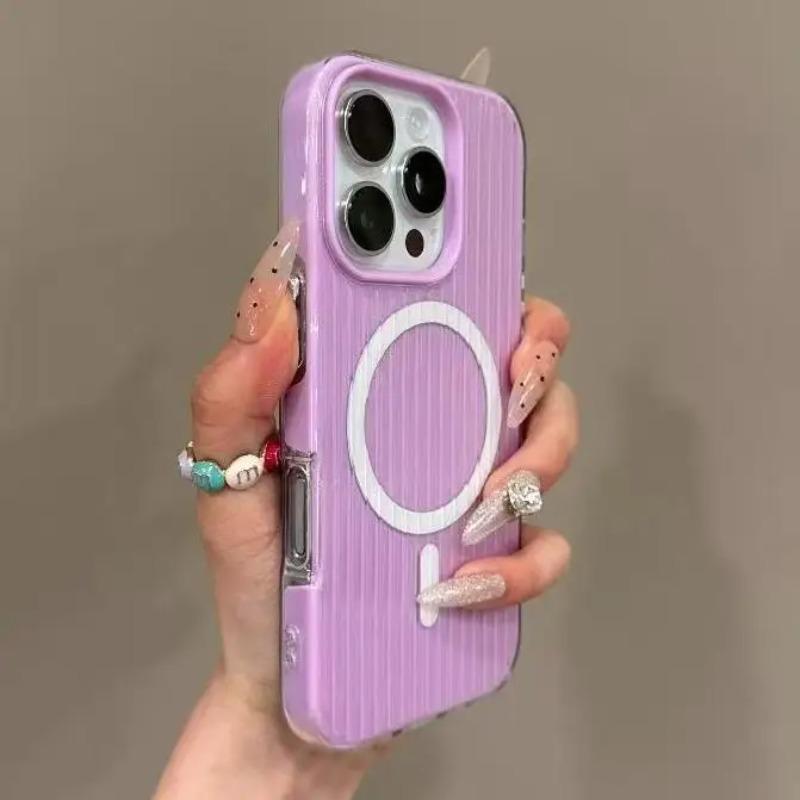 Candy Colour Luggage Striped Magnetic Hard Protect Cases For IPhone 16 15 14 13 Pro Max Shockproof Wireless Charging Phone Cover