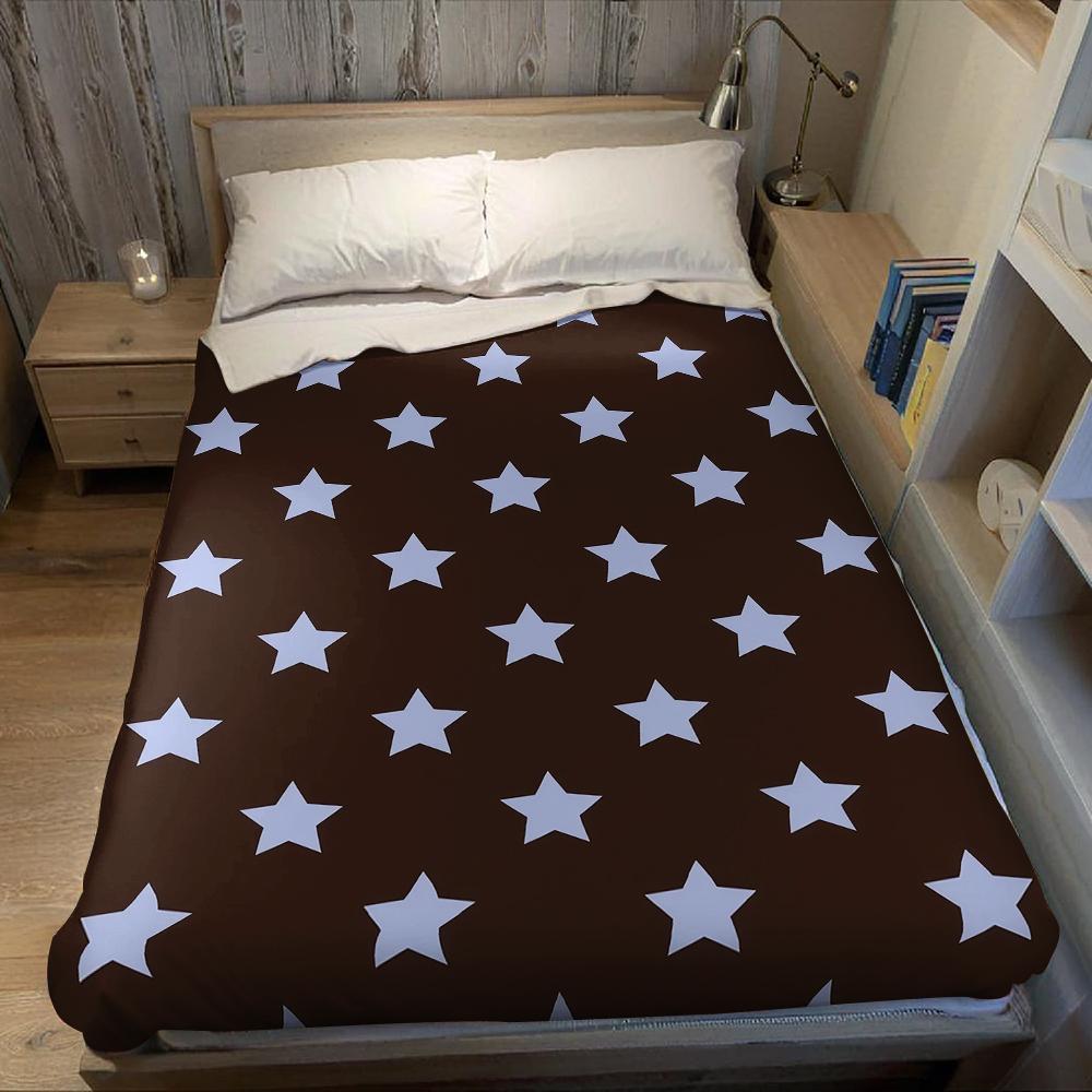 Dark Brown Celestial Light Blue Stars Flannel Blanket Warm Soft Halloween Christmas Couch Warm Cozy Decorative for All Season