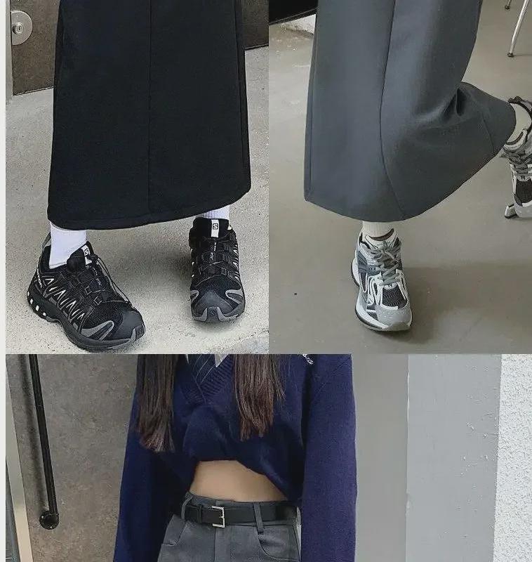 Women's Spring/Summer Black A-Line Split Workwear Skirt