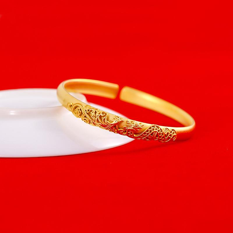 Fashionable Sand Gold Simulated Bracelet For Women Vintage Elegant Gold Plated Wedding Decoration Peacock Bracelet Long