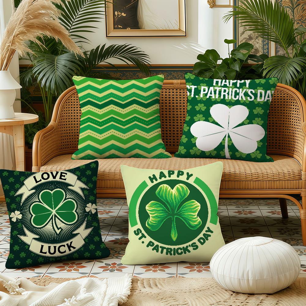 fashion modern StPatricks Day green cushion cover Plush Fabric Soft Double Sided Print Sofa Cushion Cover Throw Pillow Covers