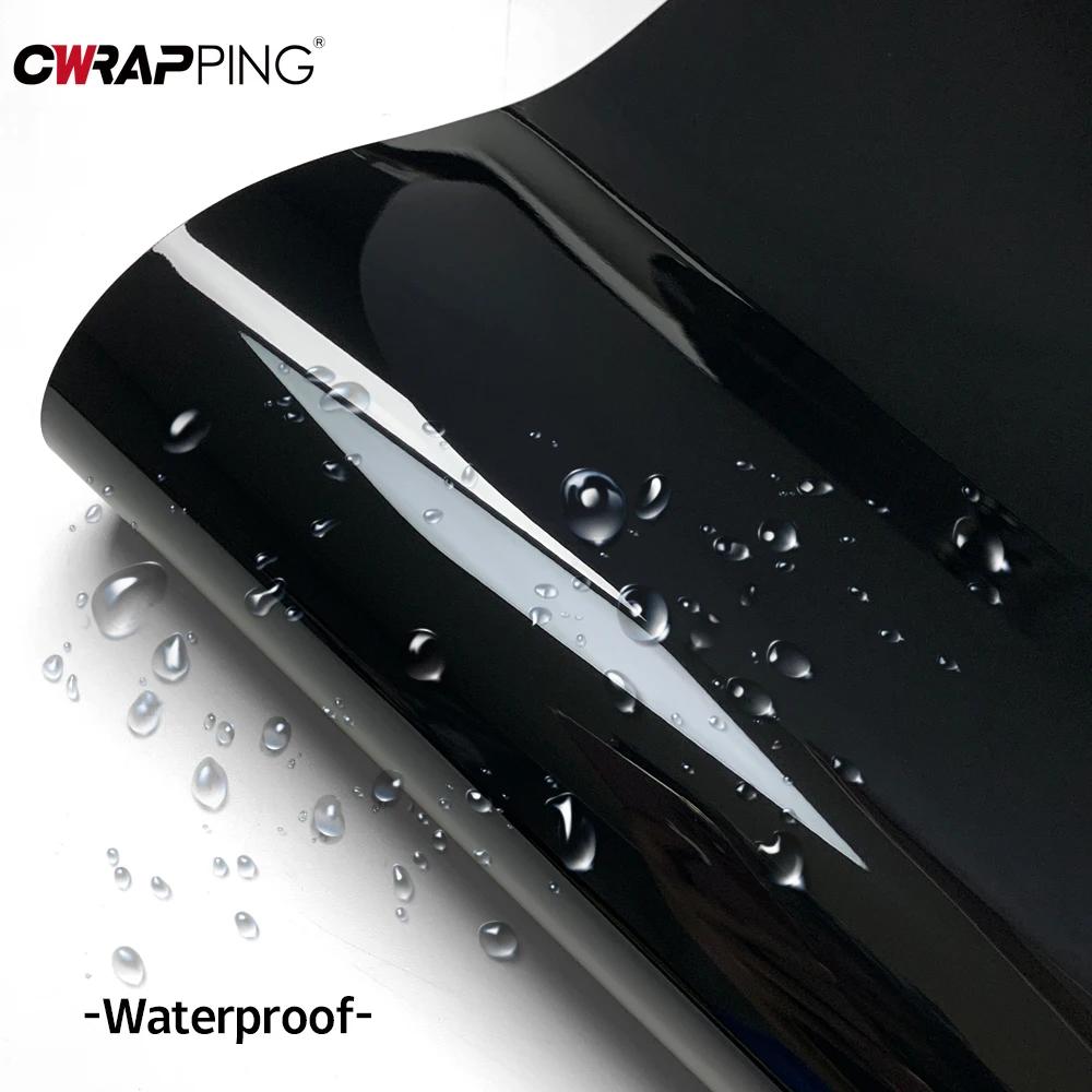 Car Stickers PET Glossy Black Vinyl Wrap Films Self Adhesive Waterproof Color Changing Stickers for Motorcycle Car Accessories