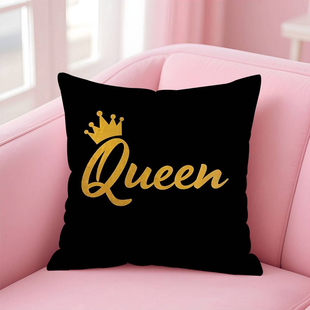 Letter Queen And King Pillow Case Safe Custom Photo Pillow, Anti-fade Brushed Fleece Cushion, Maternal & Infant Safe.