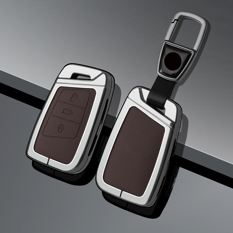 Zinc Alloy Leather Car Key Cover For Volkswagen Magotan Gte Passat B6 B7 B8 Cc Arteon Key Fob Car Key Protective Cover