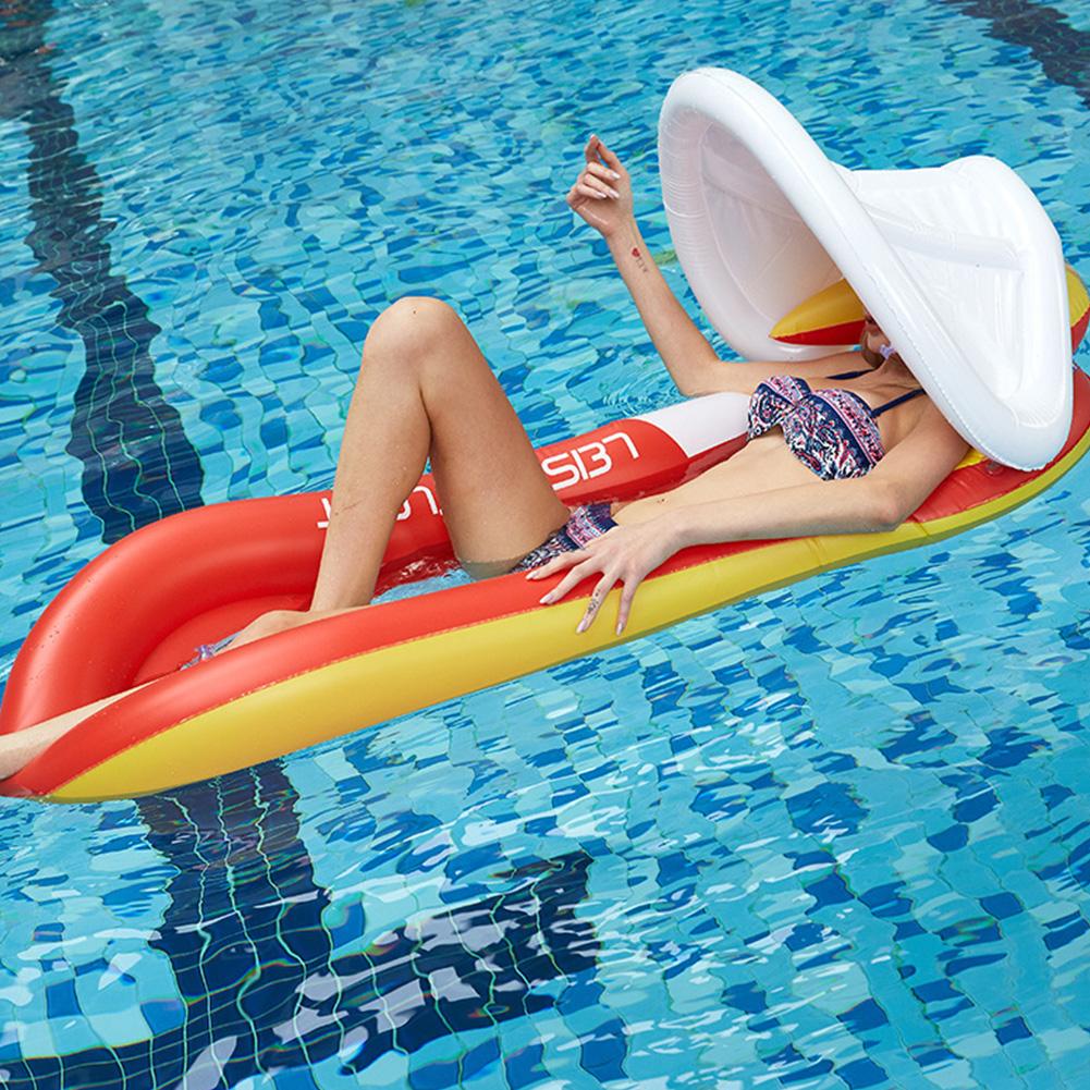 Summer Water Inflatable Floating Row with Cover Sunscreen Foldable Hammock
