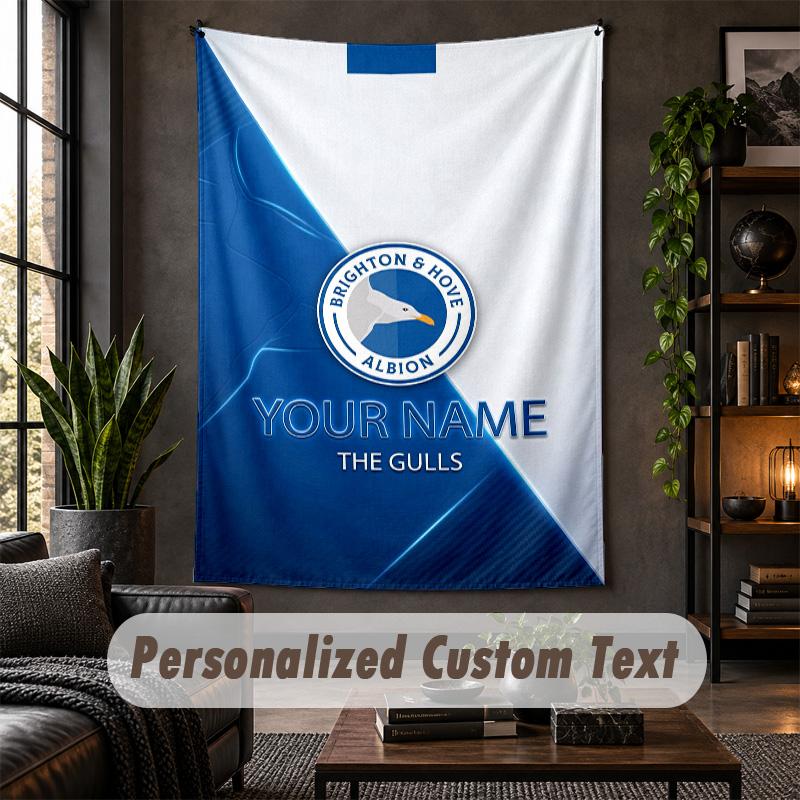 Wall Tapestry Brighton & Hove Albion Football Print Custom Name Text Wall Hanging Home Decor