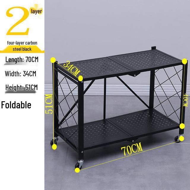 

Foldable Floor-Standing Kitchen Storage Rack: Multi-Layer, Movable, No Installation Required, Thickened Shelving for Bedroom or Kitchen.