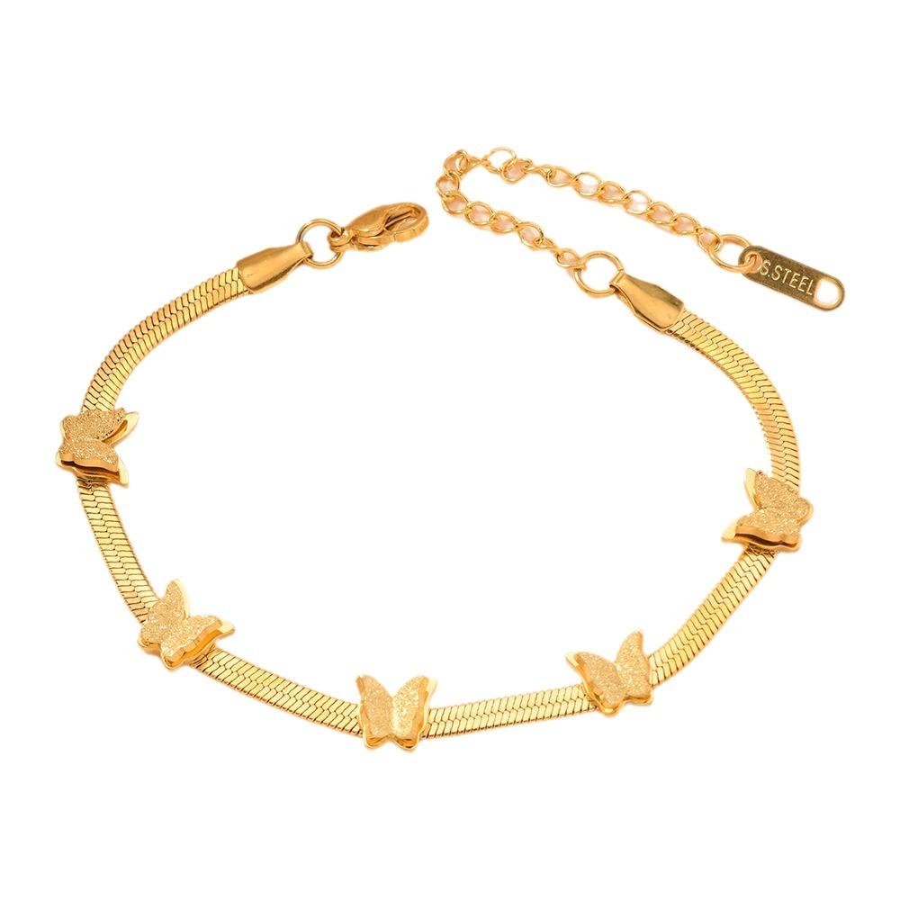 Butterfly Charm Snake Chain Bracelet Stainless Steel Animal Charm Bracelet  Daily Wear