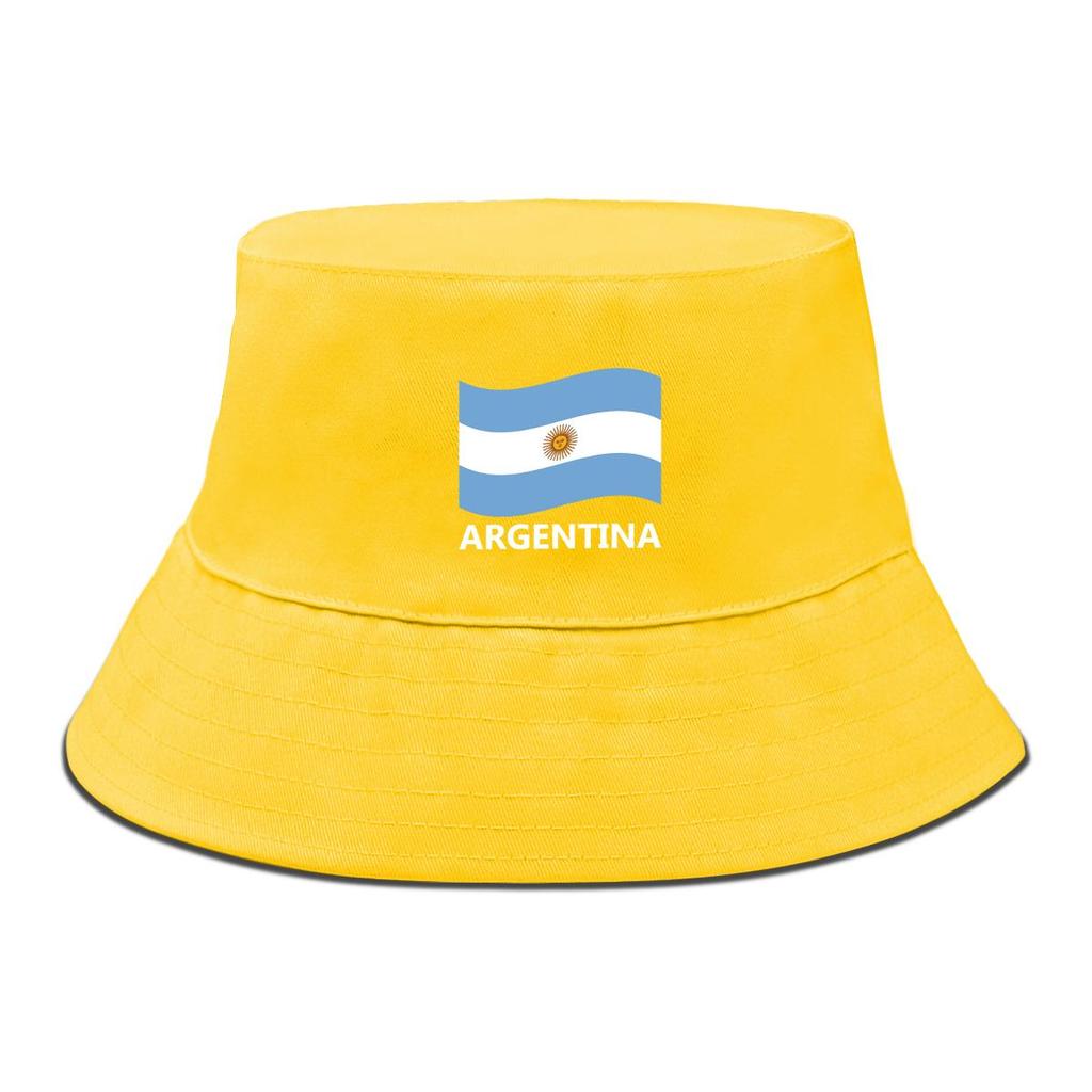 Bucket Hat With Flag of Argentina Print , Patriotic Men's Hat Casual Unisex Candy Color Basin Hat