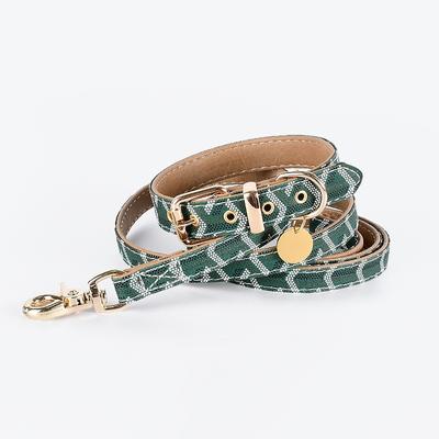 Weiches Leder Haustierhalsband und Leine Set Luxus Schlangenmuster Hundehalsband Zugseil Outdoor verstellbare Spaziergang Haustierleine