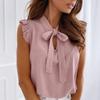 Women Summer Elegant Ruffles Sleeveless Lace Up Tie Bow Casual Tops Sexy Summer Ruffles Tank Top
