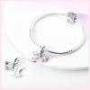100% 925 Sterling Silver Bear Animals Butterfly Flower Love Heart Pink Charms Fit Bracelet Diy Jewelry Making