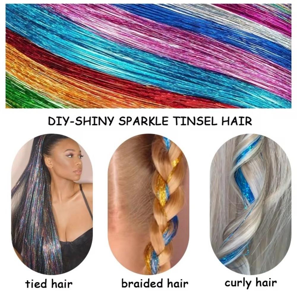 Highlights Clip Clip in Hair Extensions Glitter Colorful Fairy Hair Hair Tinsel Synthetic Long Straight Hair Highlights Girls