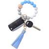 BAOSIWA Silicone Beaded Bracelet Keychain Wristlet Key Ring Bangle Chains for Women with Leather Tassel
