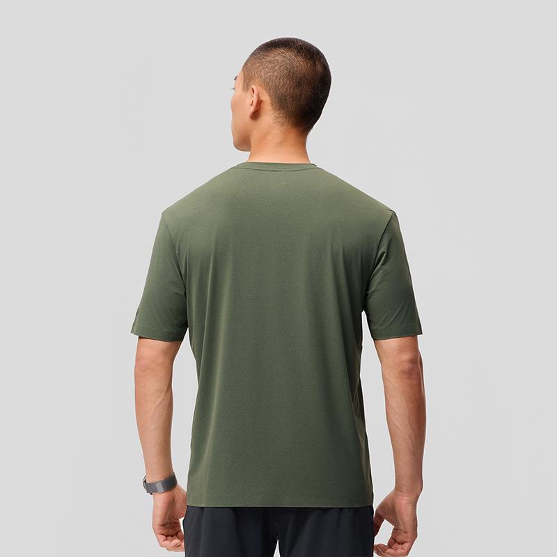 SAUCONY Breathable Comfortable Solid Color Sports Casual Running Commuting Crew Neck Short Sleeve T-Shirt Men Tops Milk-Army-Green SC2249099A-GE27