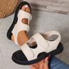 Comemore New Breathable Mesh Round Head Sandals for Women Casual Flat Bottom Roman Style Black Beach Sandalias Femmes