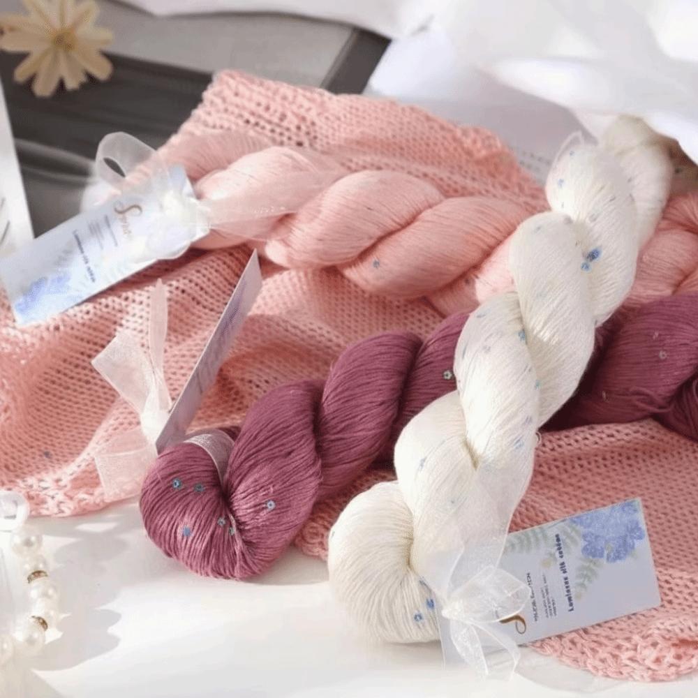 New 100g Weight Tencel Yarn Soft Texture Silk-like Solid Sequins Cotton Yarn Summer Lace Warm Feel Knitting Thread Hand Knitting