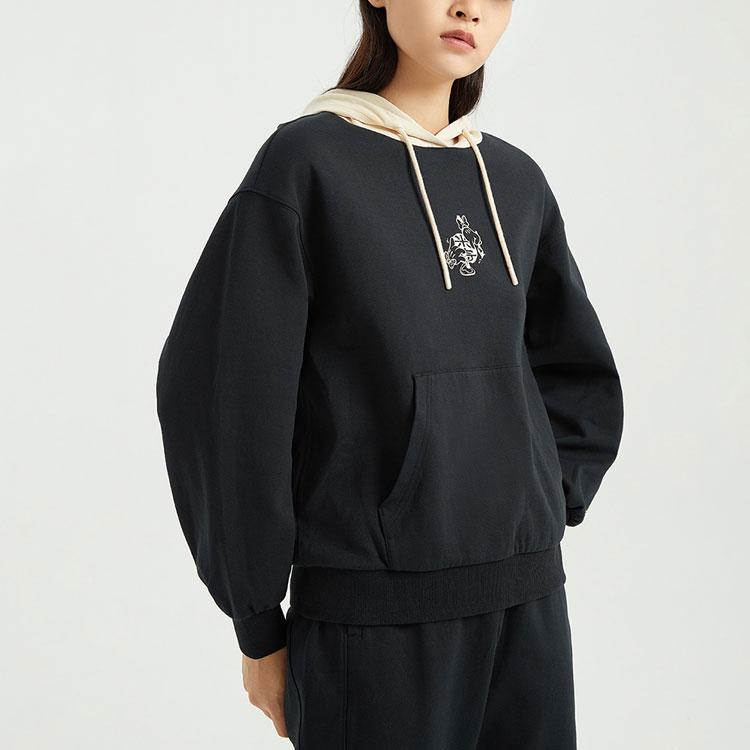 Li-Ning Disney Cartoon Print Lockerer Schnitt Pullover Hoodie Damen Hoodie Schwarz AWDR138-3